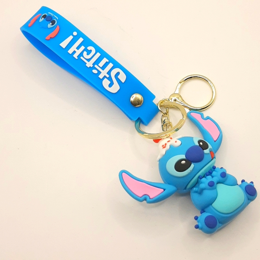 Disney Lilo Stitch Funny Stitch Sundae Silicone 3D Keychain Bag Pendant Keyring - Picture 7 of 13